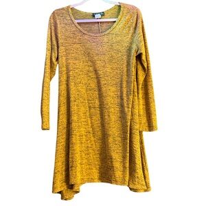 French Atmosphere yellow long sleeve skater dress